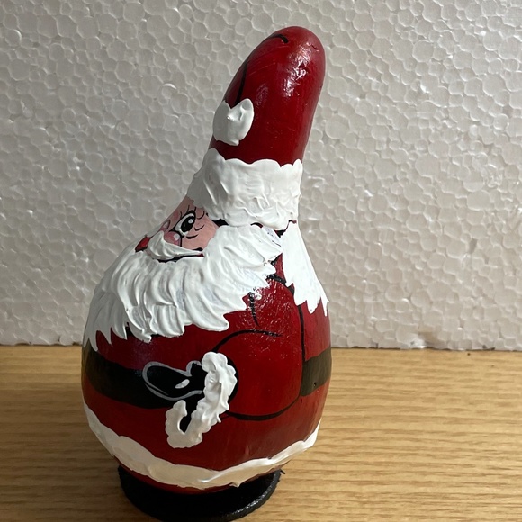 Santa Claus Gourd 6" Standing Hand Painted Christmas Red & White Textured Cute! - Picture 2 of 8